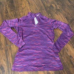 Nike Pro Combat Fitted Purple 1/4 Zip Medium